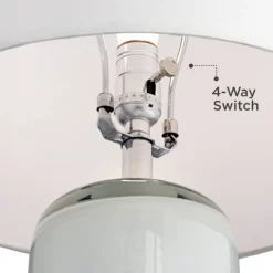 Possini Euro Design Modern Table Lamp With USB Charging Port And Nightlight LED 25" High Blue Art Glass White Shade For Bedroom Desk (Color May Vary) -Famous Lighting Store GUEST ecbfc282 7c8f 4e9d a69d a343b3107f18