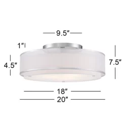 Possini Euro Design Modern Ceiling Lighting Semi Flush Mount Fixture 20" Wide Chrome 3-Light Sheer Outer Off White Inner Drum Shade For Bedroom House -Famous Lighting Store GUEST ed0184b8 dcd7 4ae2 9ef4 45a9237cdc91