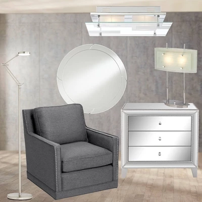 Possini Euro Design Charles Street Modern Desk Lamp 23" High Chrome Satin Nickel Frosted Slump Glass Shade For Bedroom Living Room Bedside Nightstand 8 Possini Euro Design Charles Street Modern Desk Lamp 23" High Chrome Satin Nickel Frosted Slump Glass Shade For Bedroom Living Room Bedside Nightstand - Image 7