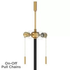 Possini Euro Design Roxie Modern Floor Lamp Standing 65 1/2" Tall Brass Black Metal Sheer Linen Double Drum Shade For Living Room Bedroom Office House -Famous Lighting Store GUEST ef458c1f 6b41 4a8c a2b9 bcf8648bb179