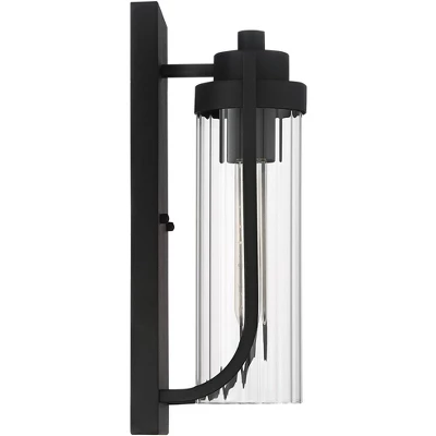 Possini Euro Design Bogata Modern Outdoor Wall Light Fixture Textured Black 15 1/2" Clear Ribbed Glass For Post Exterior Barn Deck House Porch Yard 7 Possini Euro Design Bogata Modern Outdoor Wall Light Fixture Textured Black 15 1/2" Clear Ribbed Glass For Post Exterior Barn Deck House Porch Yard - Image 5