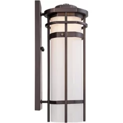 Possini Euro Design Theola Modern Outdoor Wall Light Fixture Bronze LED 16 1/4" Etched Glass Shade For Post Exterior Barn Deck House Porch Yard Patio -Famous Lighting Store GUEST f15419ed 3f9e 477f 887d b850ba1124f9
