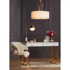 Possini Euro Design Luna Mid Century Desk Table Lamp 26 1/2" High Brass Metal With USB Charging Port Opal Glass Shade For Bedroom Living Room Bedside -Famous Lighting Store GUEST f1bed036 d898 408d 8225 a9d1914f0d71