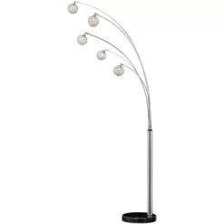 Possini Euro Design Allegra Mid Century Modern Arc Floor Lamp 88" Tall Chrome 5 Light Crystal Ball Shades For Living Room Reading Bedroom Office House -Famous Lighting Store GUEST f26c6075 402d 4f59 ac24 31fc9d720728