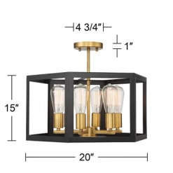 Possini Euro Design Beni Industrial Modern Farmhouse Ceiling Light Semi Flush Mount Fixture 20" Wide Antique Bronze Gold 6-Light For Bedroom Kitchen -Famous Lighting Store GUEST f2a3a383 5b8a 4c13 bc86 92ca1f31f72c