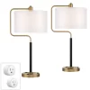 Possini Euro Design Carlyle Gold Black USB Desk Lamps Set Of 2 With Smart Socket