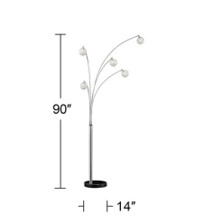 Possini Euro Design Allegra Mid Century Modern Arc Floor Lamp 88" Tall Chrome 5 Light Crystal Ball Shades For Living Room Reading Bedroom Office House -Famous Lighting Store GUEST f3e6d3e2 1b58 4df0 9c92 84fe8c174caa