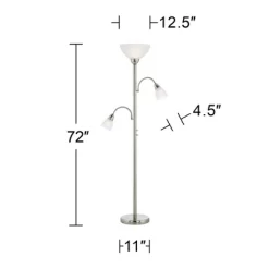 Possini Euro Design Alexei Modern Torchiere Floor Lamp With Side Lights 72" Tall Brushed Nickel White Crackle Glass For Living Room Reading Bedroom -Famous Lighting Store GUEST f4eb8bf7 732e 410a 9fba 97404d5cf528