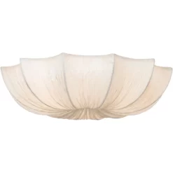 Possini Euro Design Planetarium Modern Ceiling Light Flush Mount Fixture 21" Wide Chrome 3-Light Ivory Fabric Scalloped Bowl For Bedroom Living Room -Famous Lighting Store GUEST f60a00a1 5cb3 4db1 9830 ba7204aa3cb4