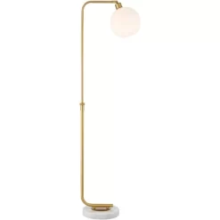 Possini Euro Design Casaba Mid Century Modern Chairside Arc Floor Lamp 64" Tall Warm Gold Adjustable Frosted Glass Shade For Living Room Reading House -Famous Lighting Store GUEST f63f8c6a a05d 4ca3 a777 61189ddb9890