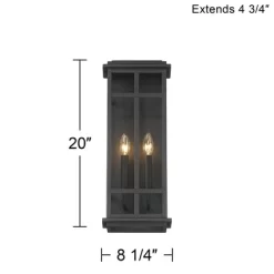 Possini Euro Design Modern Industrial Outdoor Wall Light Fixture Cool Black Windowpane Frame 20" For Post Exterior Barn Deck House -Famous Lighting Store GUEST f7684cdd 4d9e 4a6d bfa9 8ab269977cf8