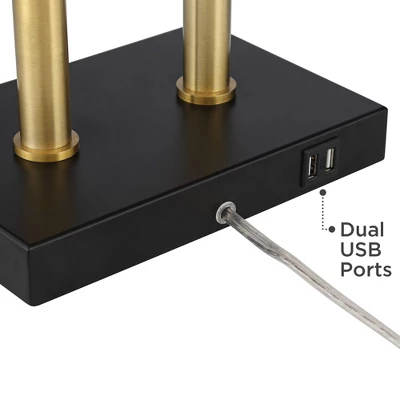 Possini Euro Design Keegan Modern Desk Lamp 24" High Warm Brass With Dual USB Charging Ports LED Adjustable Black Shade For Bedroom Living Room Desk 6 Possini Euro Design Keegan Modern Desk Lamp 24" High Warm Brass With Dual USB Charging Ports LED Adjustable Black Shade For Bedroom Living Room Desk - Image 4