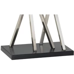 Possini Euro Design Modern Table Lamps 30" Tall Set Of 2 Brushed Steel Black White Linen Rectangular Shade For Living Room Family Bedroom -Famous Lighting Store GUEST f7c8e907 ead1 49c6 8771 a07373b52bbb