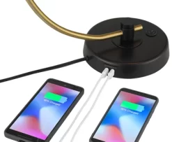 Possini Euro Design Modern Mid Century Desk Lamp 28 1/2" Tall Warm Gold Black With Dual USB Charging Ports For Bedroom Living Room Office Reading Home -Famous Lighting Store GUEST f9c47d67 9358 47c7 884e 9ac57a4ca8b4