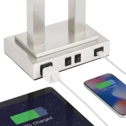 Possini Euro Design Amity Modern Table Lamp 26" High Brushed Nickel With USB And AC Power Outlet In Base White Linen Shade For Bedroom Bedside Desk 11 Possini Euro Design Amity Modern Table Lamp 26" High Brushed Nickel With USB And AC Power Outlet In Base White Linen Shade For Bedroom Bedside Desk -Famous Lighting Store GUEST faab9f00 a01b 4be2 963c a37ffcd0f7f1