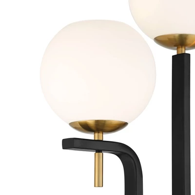 Possini Euro Design Acadia Modern Floor Lamp 71" Tall Black Warm Gold Metal 3 Light Frosted White Glass Globe Shade For Living Room Bedroom Office 4 Possini Euro Design Acadia Modern Floor Lamp 71" Tall Black Warm Gold Metal 3 Light Frosted White Glass Globe Shade For Living Room Bedroom Office - Image 2