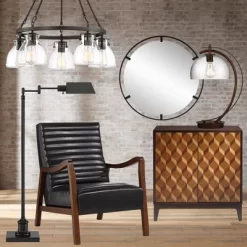 Possini Euro Design Bellis Bronze Wagon Wheel Pendant Chandelier 25" Wide Modern Clear Glass 5-Light Fixture For Dining Room House Kitchen Island Home -Famous Lighting Store GUEST fb9d0a92 c25d 40b4 8942 94c15527398e