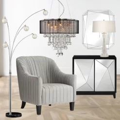 Possini Euro Design Allegra Mid Century Modern Arc Floor Lamp 88" Tall Chrome 5 Light Crystal Ball Shades For Living Room Reading Bedroom Office House -Famous Lighting Store GUEST fbfd1904 ba0c 46a3 a6c9 9dfaa2941e8f