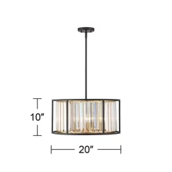 Possini Euro Design Milne Bronze Gold Drum Pendant Chandelier 20" Wide Modern Crystal 5-Light Fixture For Dining Room House Kitchen Island Entryway -Famous Lighting Store GUEST fc46d4e3 5453 4ff8 b69b 4701b62f6406
