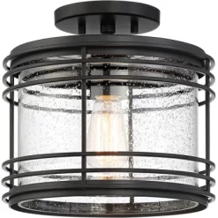 Possini Euro Design Modern Semi Flush Mount Outdoor Ceiling Light Fixture Black Geometric 11" Clear Seedy Glass For Exterior House Porch Patio Deck 12 Possini Euro Design Modern Semi Flush Mount Outdoor Ceiling Light Fixture Black Geometric 11" Clear Seedy Glass For Exterior House Porch Patio Deck -Famous Lighting Store GUEST fce04939 7e83 4eb6 b6f7 bb35956ecf8f