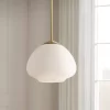Possini Euro Design Orilla Brass Mini Pendant Light 11 3/4" Wide Mid Century Modern White Opal Glass Shade For Dining Room House Foyer Kitchen Island -Famous Lighting Store GUEST fd883ad2 d901 4483 8e60 564f0caa8398
