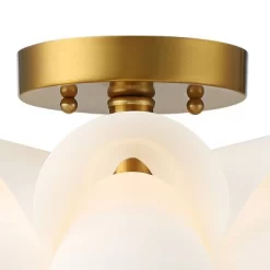 Possini Euro Design Modern Ceiling Light Semi Flush Mount Fixture White Flower Gold Metal 15 3/4" Wide Living Room Bedroom Kitchen -Famous Lighting Store GUEST fef6218a 716d 4463 96b6 83ff662f8639
