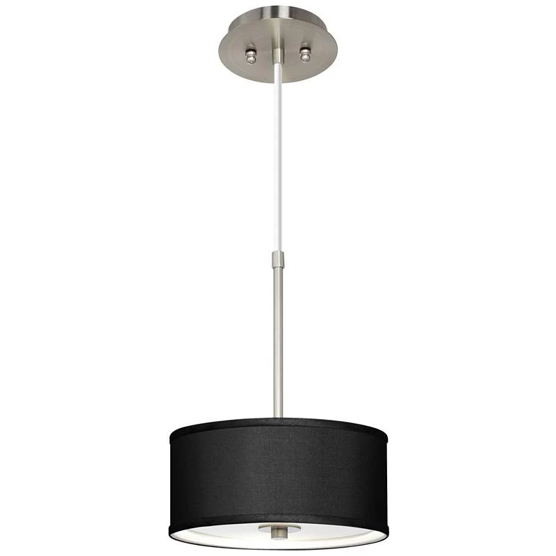 Black Faux Silk 10 1/4" Wide Pendant Light 4 Black Faux Silk 10 1/4" Wide Pendant Light - Image 2