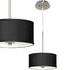 Black Faux Silk 10 1/4" Wide Pendant Light