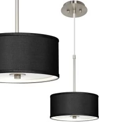 Black Faux Silk 10 1/4" Wide Pendant Light