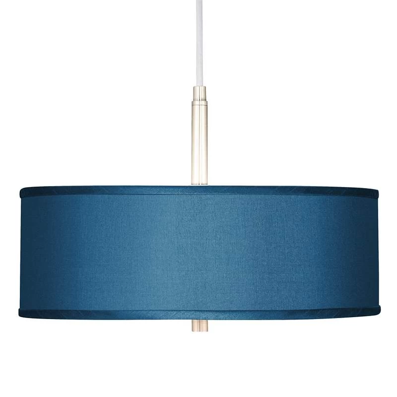 Blue Polyester 16" Wide Pendant Light 3 Blue Polyester 16" Wide Pendant Light