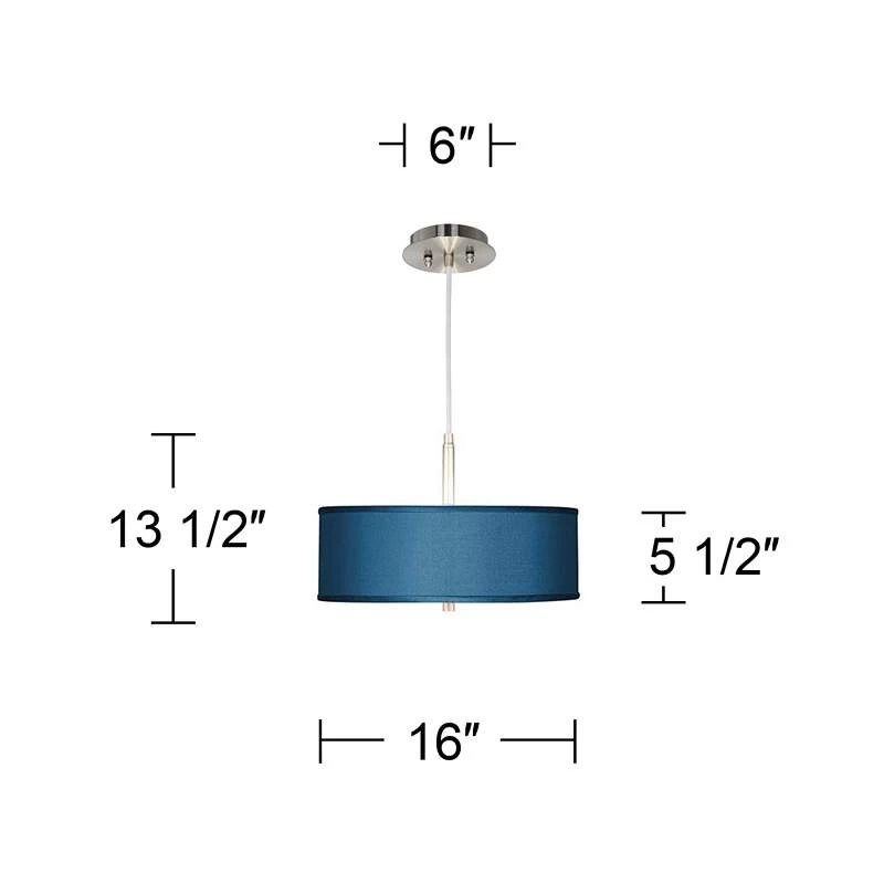 Blue Polyester 16" Wide Pendant Light 6 Blue Polyester 16" Wide Pendant Light - Image 4