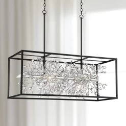 Carrine 38 1/2" Wide Black And Silver Island 8-Light Pendant
