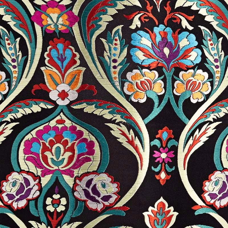 Color Embroidery 15" Wide Antique Brass Plug-In Swag Chandelier 4 Color Embroidery 15" Wide Antique Brass Plug-In Swag Chandelier - Image 2