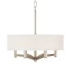 Cream Textured Ava 6-Light Nickel Pendant Chandelier