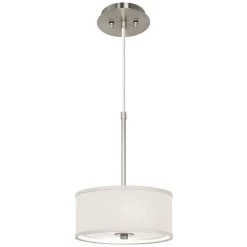 Cream Textured Faux Silk 10 1/4" Wide Mini Pendant