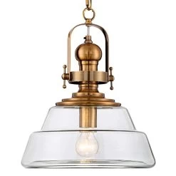 Donovan 13" Wide Antique Brass And Clear Glass Pendant Light -Famous Lighting Store donovan 13 inch wide antique brass and clear glass pendant light 39r41views1