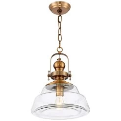 Donovan 13" Wide Antique Brass And Clear Glass Pendant Light -Famous Lighting Store donovan 13 inch wide antique brass and clear glass pendant light 39r41views4