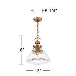 Donovan 13" Wide Antique Brass And Clear Glass Pendant Light -Famous Lighting Store donovan 13 inch wide antique brass and clear glass pendant light 39r41views5