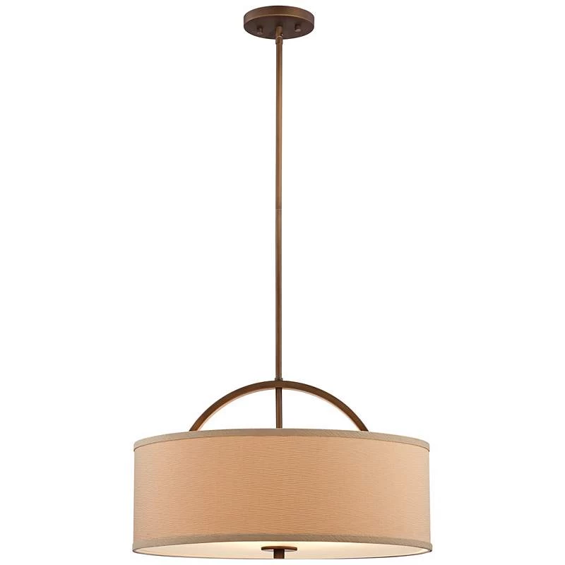 Halsted 20" Wide Linen Shade And Brushed Bronze Pendant Light 5 Halsted 20" Wide Linen Shade And Brushed Bronze Pendant Light - Image 3