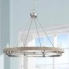 Lora 29 1/4" Wide Nickel And Gray Wood Finish 8-Light Ring Chandelier -Famous Lighting Store lora 29 and one quarter inch wide nickel and gray wood finish 8 light ring chandelier 78w37cropped