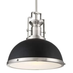 Posey 13" Wide Black And Brushed Nickel Dome Pendant Light -Famous Lighting Store posey 13 inch wide black and brushed nickel dome pendant light 64t30views1