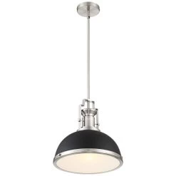 Posey 13" Wide Black And Brushed Nickel Dome Pendant Light -Famous Lighting Store posey 13 inch wide black and brushed nickel dome pendant light 64t30views3