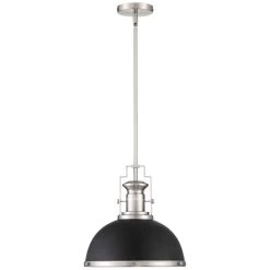 Posey 13" Wide Black And Brushed Nickel Dome Pendant Light -Famous Lighting Store posey 13 inch wide black and brushed nickel dome pendant light 64t30views4