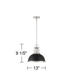 Posey 13" Wide Black And Brushed Nickel Dome Pendant Light -Famous Lighting Store posey 13 inch wide black and brushed nickel dome pendant light 64t30views5