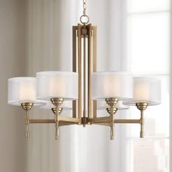 Possini Euro Beauchamp 32" Wide Gold Double Shade 6-Light Chandelier