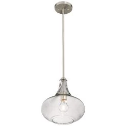 Possini Euro Belford 11" Brushed Nickel Handcrafted Glass Mini Pendant -Famous Lighting Store possini euro belford 11 inch brushed nickel handcrafted glass mini pendant 42e08views4