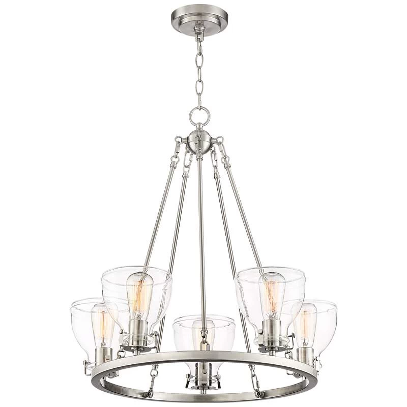 Possini Euro Bellis 24 1/2" Brushed Nickel 5-Light Ring Chandelier 8 Possini Euro Bellis 24 1/2" Brushed Nickel 5-Light Ring Chandelier - Image 6