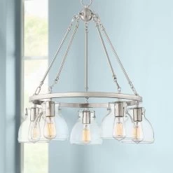 Possini Euro Bellis 24" Wide Brushed Nickel 5-Light Pendant