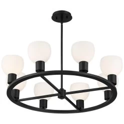 Possini Euro Brennan 32" Wide Matte Black Round 8-Light Chandelier -Famous Lighting Store possini euro brennan 32 inch wide matte black round 8 light chandelier 91j80views3