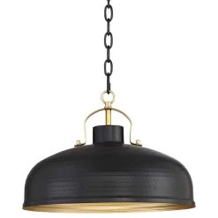 Possini Euro Camden 15 3/4" Wide Black And Warm Brass Ceiling Pendant -Famous Lighting Store possini euro camden 15 and three quarter inch wide black and warm brass ceiling pendant 54a29